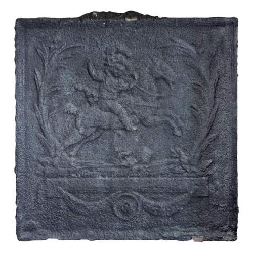 Small Louis XV style fireback with horseman