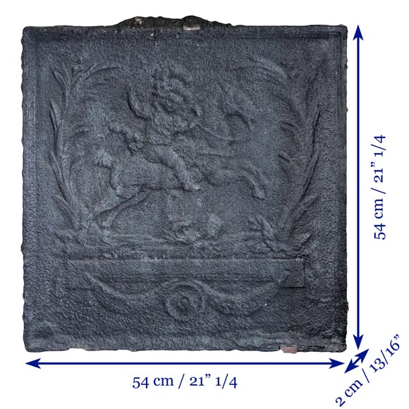 Small Louis XV style fireback with horseman Small Louis XV style fireback with horseman-5