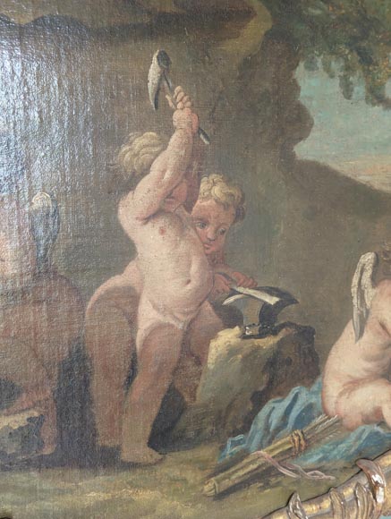 Louis XV period gilded trumeau with sconces and decorated with a painting Louis XV period gilded trumeau with sconces and decorated with a painting-3