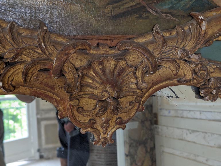 Louis XV period gilded trumeau with sconces and decorated with a painting Louis XV period gilded trumeau with sconces and decorated with a painting-6