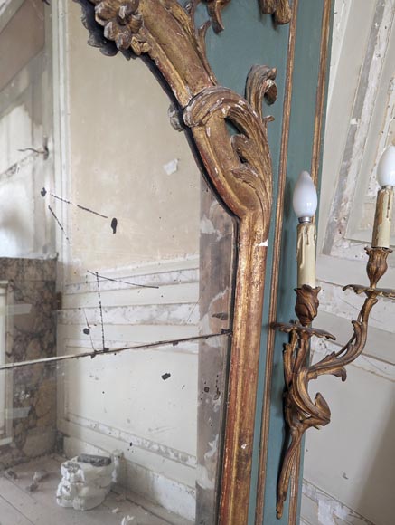 Louis XV period gilded trumeau with sconces and decorated with a painting Louis XV period gilded trumeau with sconces and decorated with a painting-13