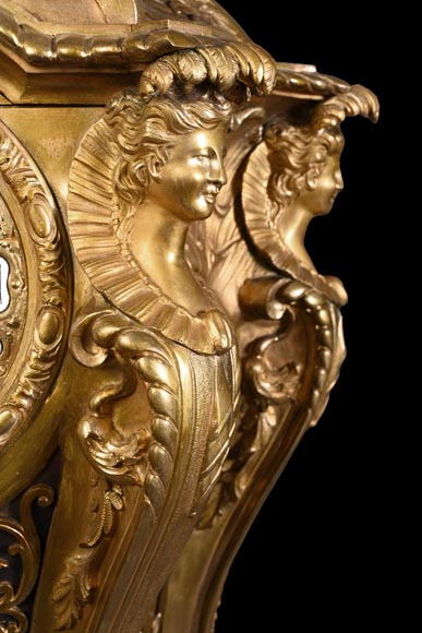 H&F Paris, Cartel with Four Espagnolette Figures, 19th Century H&F Paris, Cartel with Four Espagnolette Figures, 19th Century-5