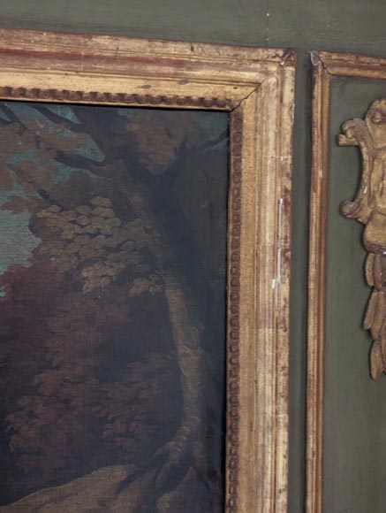 Louis XVI period trumeau decorated with an oil on canvas depicting a river bank Louis XVI period trumeau decorated with an oil on canvas depicting a river bank-2
