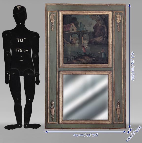 Louis XVI period trumeau decorated with an oil on canvas depicting a river bank Louis XVI period trumeau decorated with an oil on canvas depicting a river bank-9