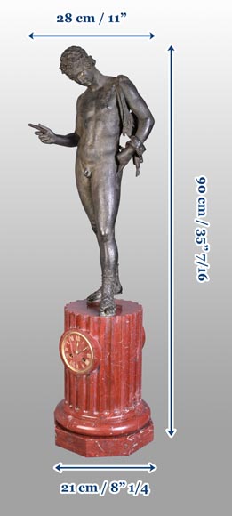 Parisian Clockmaker, Clock with “Narcissus” of Pompeii, late 19th Century Parisian Clockmaker, Clock with “Narcissus” of Pompeii, late 19th Century-14