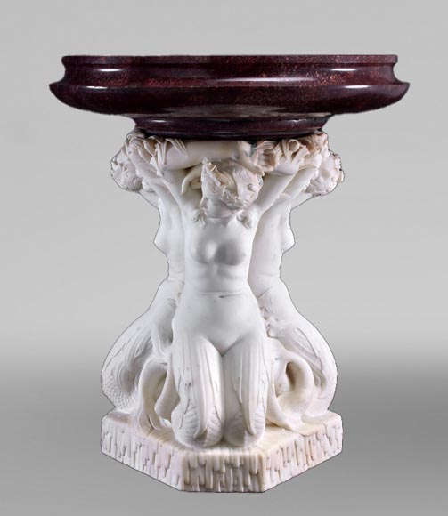 Jean-Jacques FEUCHÈRE (attributed to), Jardiniere with Three Tritonesses in Porphyry and Marble, first half of the 19th century Jean-Jacques FEUCHÈRE (attributed to), Jardiniere with Three Tritonesses in Porphyry and Marble, first half of the 19th century-2