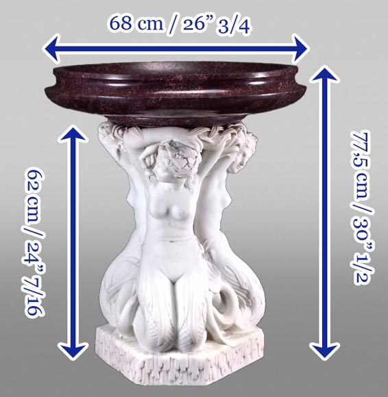 Jean-Jacques FEUCHÈRE (attributed to), Jardiniere with Three Tritonesses in Porphyry and Marble, first half of the 19th century Jean-Jacques FEUCHÈRE (attributed to), Jardiniere with Three Tritonesses in Porphyry and Marble, first half of the 19th century-12