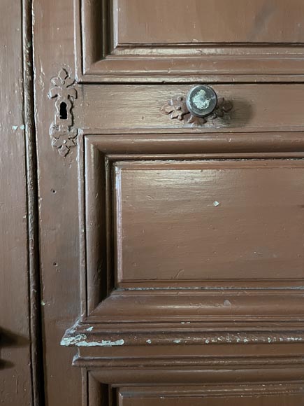 Large Antique Molded Double Door in Softwood, Oxblood Red Paint-4