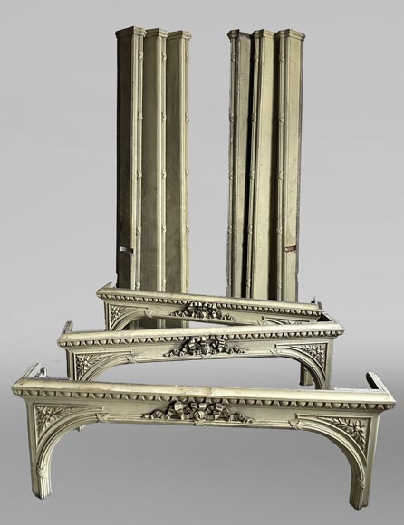 Set of Three Carved Wooden Curtain Boxes, Louis XVI Period Set of Three Carved Wooden Curtain Boxes, Louis XVI Period-2