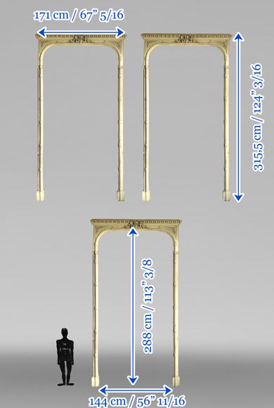 Set of Three Carved Wooden Curtain Boxes, Louis XVI Period Set of Three Carved Wooden Curtain Boxes, Louis XVI Period-8