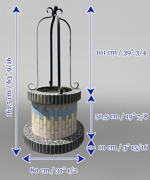 Well Decorated With Polychrome Ceramic Tiles, 1980s Well Decorated With Polychrome Ceramic Tiles, 1980s-8