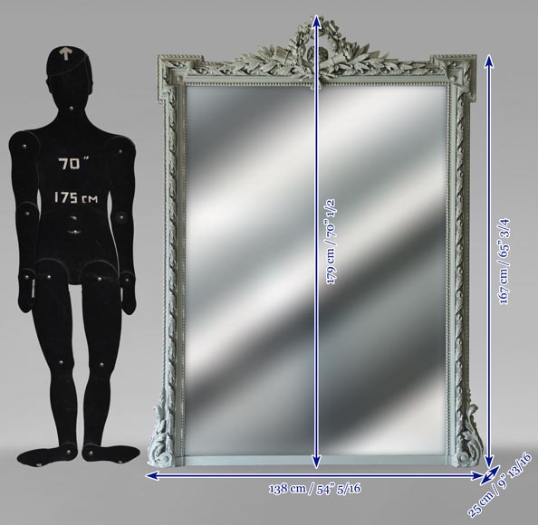 Louis XVI style trumeau richly decorated with a wreath of flowers Louis XVI style trumeau richly decorated with a wreath of flowers-5