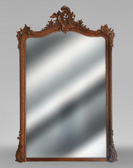 Louis XV-style trumeau with openwork shells, painted Louis XV-style trumeau with openwork shells, painted-0