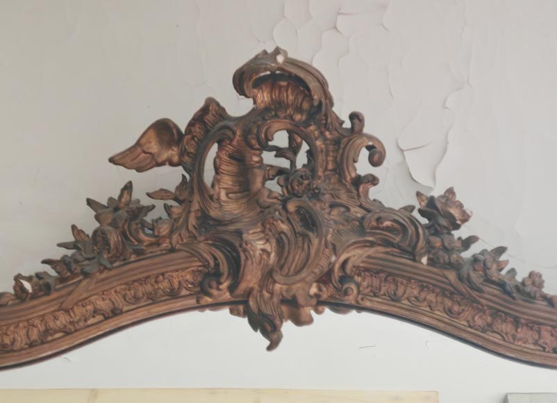 Louis XV-style trumeau with openwork shells, painted Louis XV-style trumeau with openwork shells, painted-1