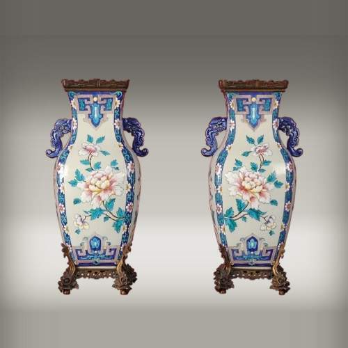 Pair of Japenese Vases by Alphonse Giroux and Charles Ficquenet