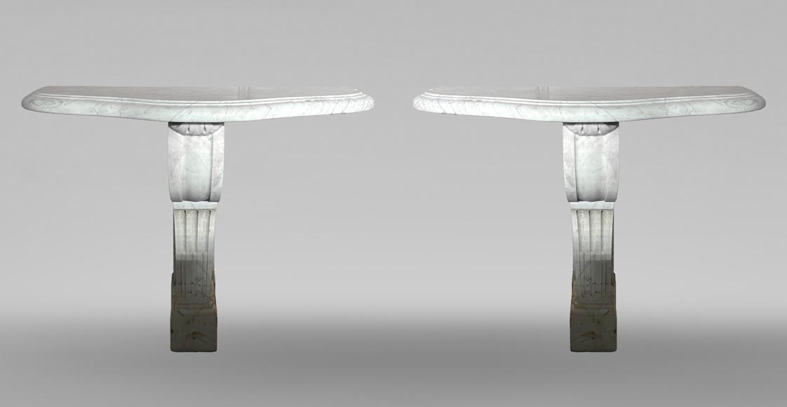 Pair of Consoles in Carrara Marble-0
