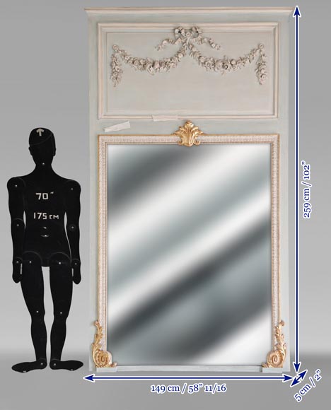 Napoleon III style trumeau in wood adorned with a garland of flowers Napoleon III style trumeau in wood adorned with a garland of flowers-9