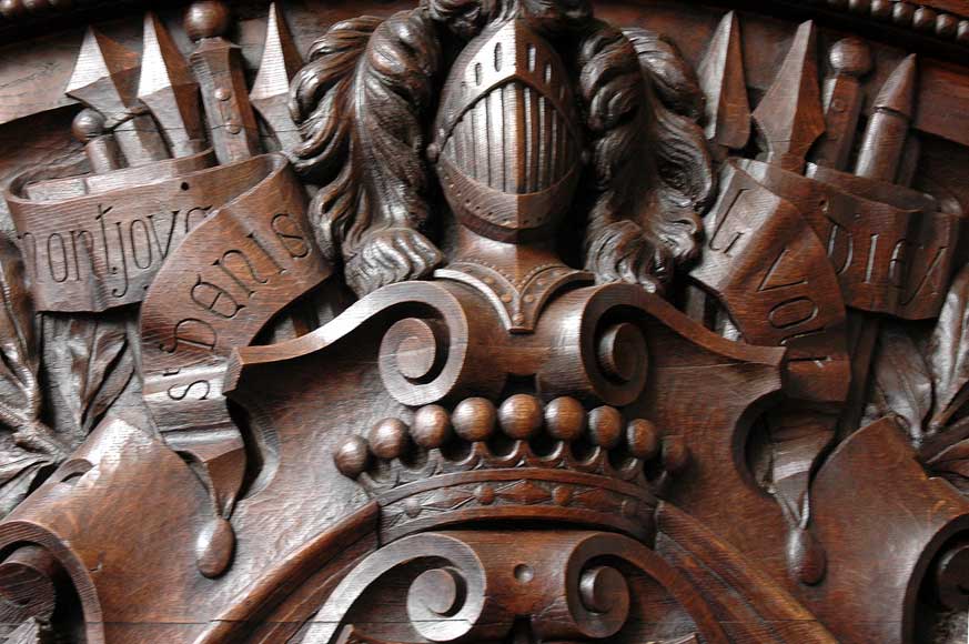 Large Oak antique mantel with Hood from a Chateau Large Oak antique mantel with Hood from a Chateau-2