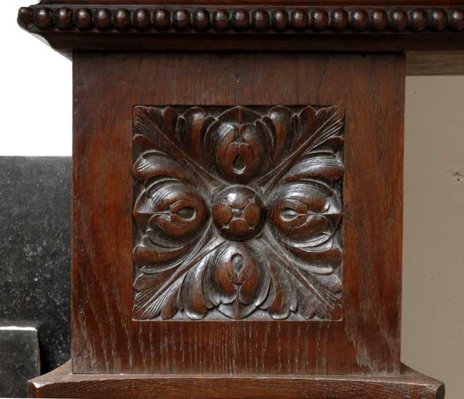 Large Oak antique mantel with Hood from a Chateau Large Oak antique mantel with Hood from a Chateau-8