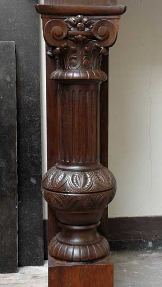 Large Oak antique mantel with Hood from a Chateau Large Oak antique mantel with Hood from a Chateau-9