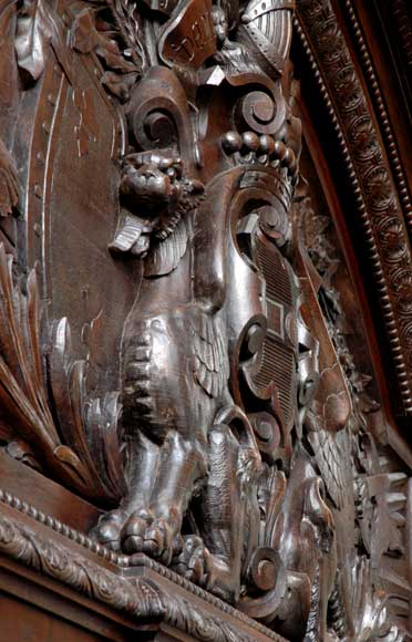 Large Oak antique mantel with Hood from a Chateau Large Oak antique mantel with Hood from a Chateau-11