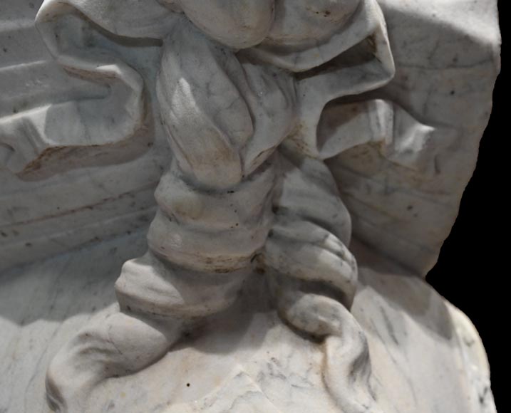 Pair of Sculpted Carrara Marble Sphinxes, 19th Century-11