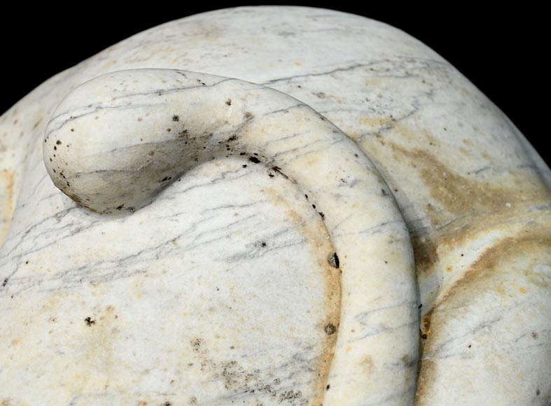 Pair of Sculpted Carrara Marble Sphinxes, 19th Century-13