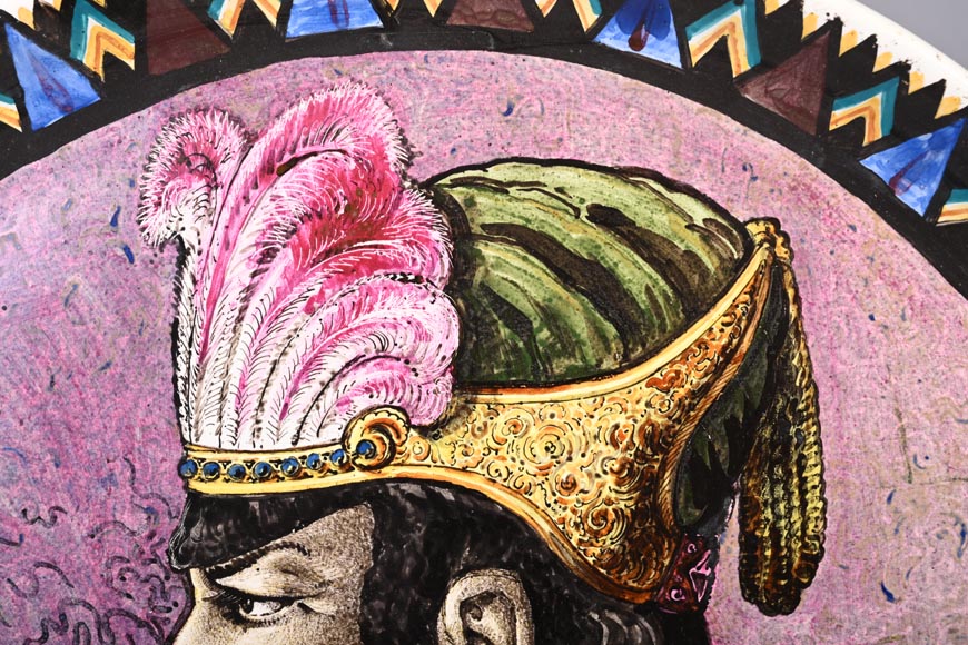 BALLEROY & Co. (porcelain), Joseph Albert PONSIN (painter), Pair of Decorative Plates Adorned with Portraits of an Assyrian Man and Woman, 1876? BALLEROY & Co. (porcelain), Joseph Albert PONSIN (painter), Pair of Decorative Plates Adorned with Portraits of an Assyrian Man and Woman, 1876?-3