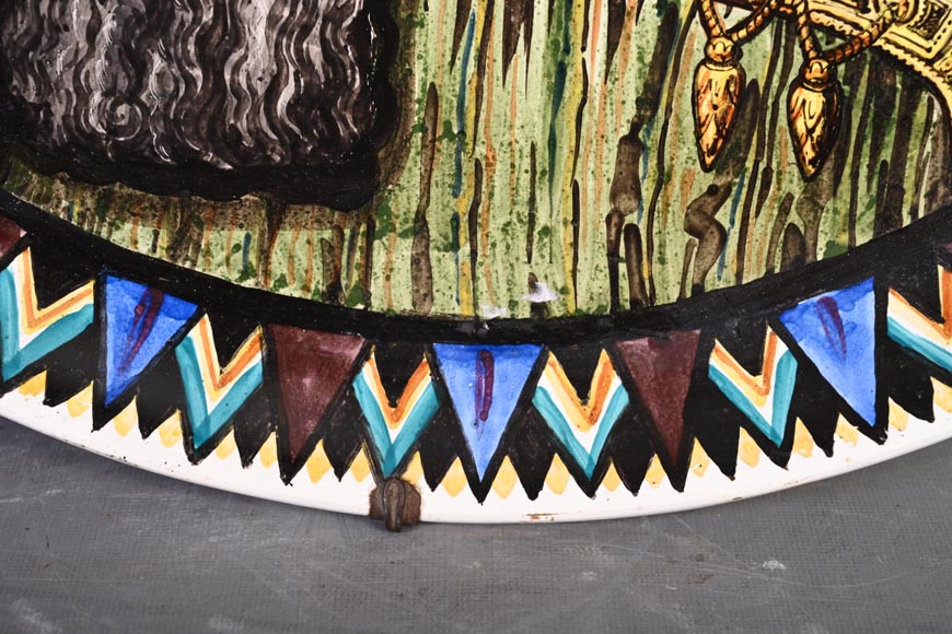 BALLEROY & Co. (porcelain), Joseph Albert PONSIN (painter), Pair of Decorative Plates Adorned with Portraits of an Assyrian Man and Woman, 1876? BALLEROY & Co. (porcelain), Joseph Albert PONSIN (painter), Pair of Decorative Plates Adorned with Portraits of an Assyrian Man and Woman, 1876?-7