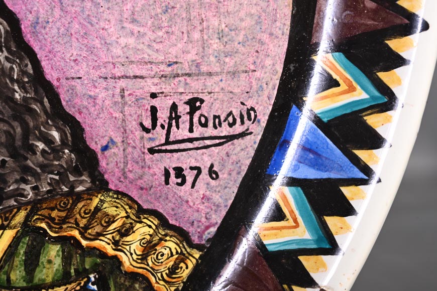 BALLEROY & Co. (porcelain), Joseph Albert PONSIN (painter), Pair of Decorative Plates Adorned with Portraits of an Assyrian Man and Woman, 1876? BALLEROY & Co. (porcelain), Joseph Albert PONSIN (painter), Pair of Decorative Plates Adorned with Portraits of an Assyrian Man and Woman, 1876?-8