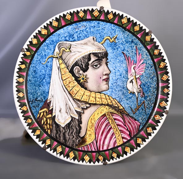 BALLEROY & Co. (porcelain), Joseph Albert PONSIN (painter), Pair of Decorative Plates Adorned with Portraits of an Assyrian Man and Woman, 1876? BALLEROY & Co. (porcelain), Joseph Albert PONSIN (painter), Pair of Decorative Plates Adorned with Portraits of an Assyrian Man and Woman, 1876?-12