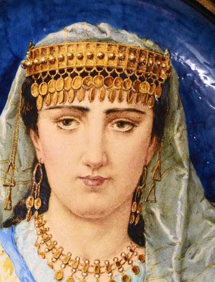 B&Cie (porcelain), Charles POYARD (stamper), Félix FLICK (painter), Ornamental Dish With Portrait of a Berber Woman in its Wooden Frame, 1878 B&Cie (porcelain), Charles POYARD (stamper), Félix FLICK (painter), Ornamental Dish With Portrait of a Berber Woman in its Wooden Frame, 1878-2