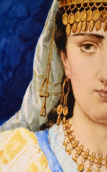 B&Cie (porcelain), Charles POYARD (stamper), Félix FLICK (painter), Ornamental Dish With Portrait of a Berber Woman in its Wooden Frame, 1878 B&Cie (porcelain), Charles POYARD (stamper), Félix FLICK (painter), Ornamental Dish With Portrait of a Berber Woman in its Wooden Frame, 1878-3