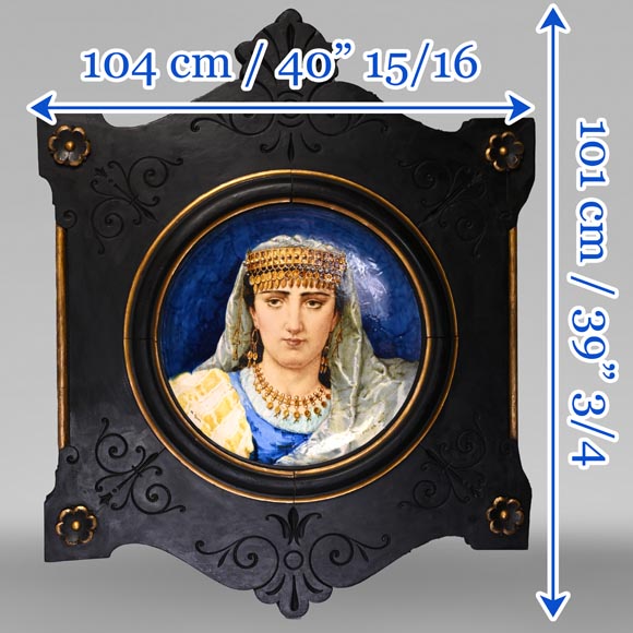 B&Cie (porcelain), Charles POYARD (stamper), Félix FLICK (painter), Ornamental Dish With Portrait of a Berber Woman in its Wooden Frame, 1878 B&Cie (porcelain), Charles POYARD (stamper), Félix FLICK (painter), Ornamental Dish With Portrait of a Berber Woman in its Wooden Frame, 1878-11