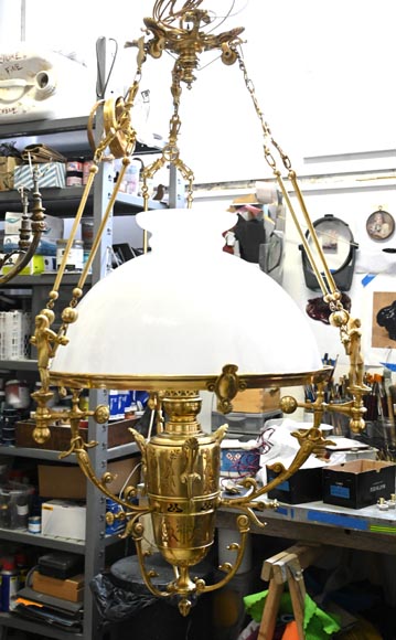 Gilded Bronze Égyptomania Chandelier-1