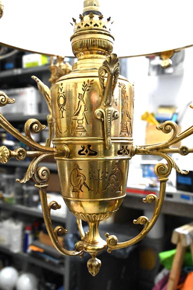 Gilded Bronze Égyptomania Chandelier-3