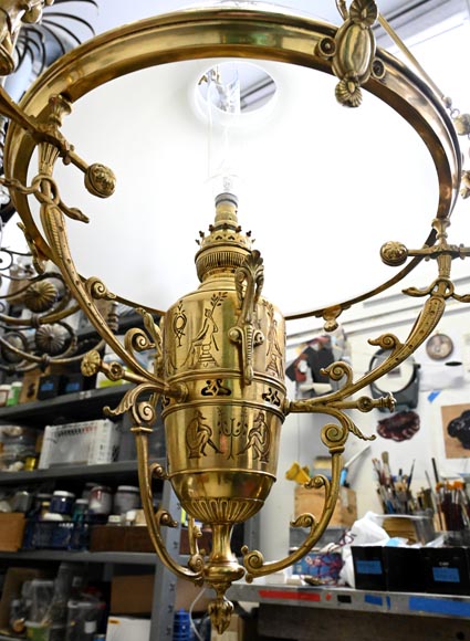 Gilded Bronze Égyptomania Chandelier-11