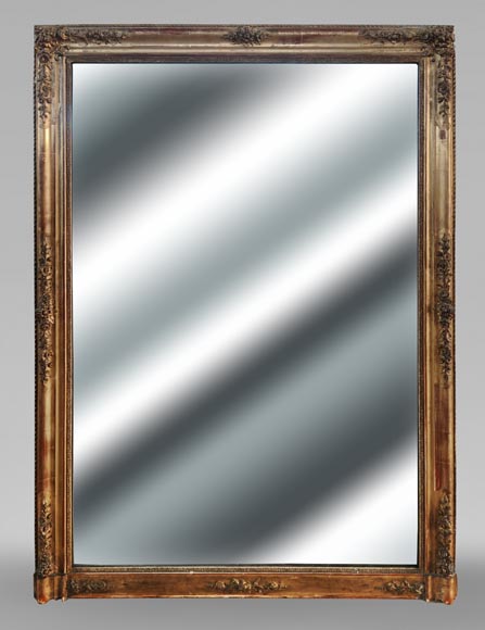 Gold Louis Philippe style trumeau with floral and plant decoration-0