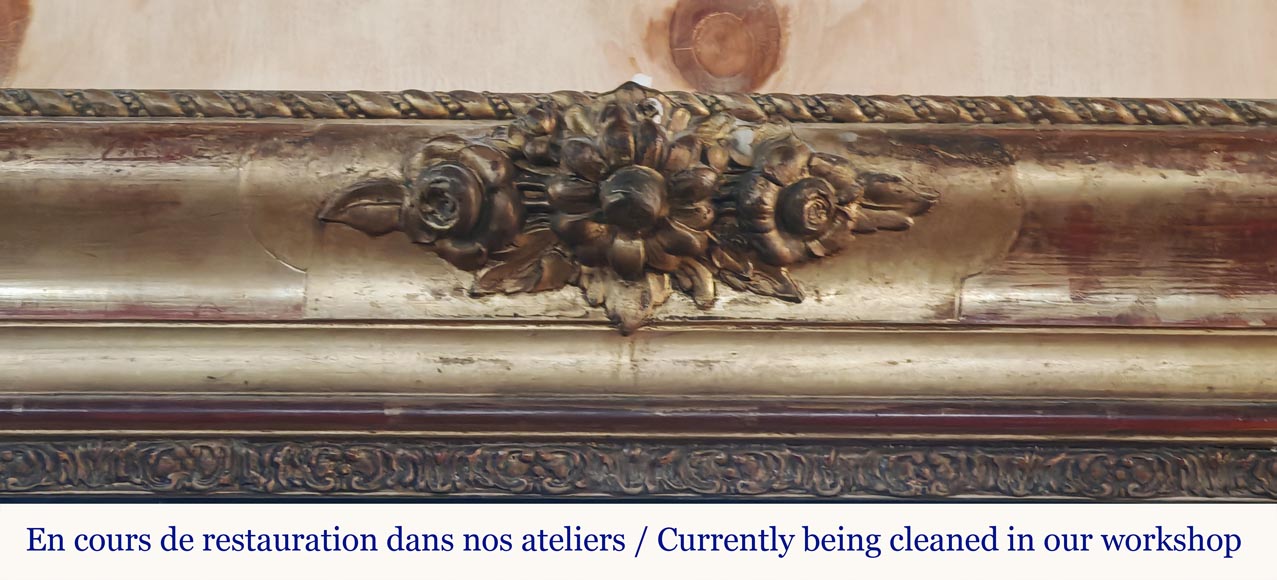 Gold Louis Philippe style trumeau with floral and plant decoration-1