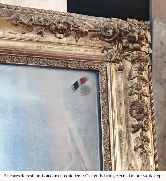 Gold Louis Philippe style trumeau with floral and plant decoration-2