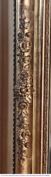 Gold Louis Philippe style trumeau with floral and plant decoration-3