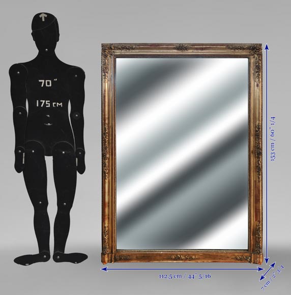 Gold Louis Philippe style trumeau with floral and plant decoration-5