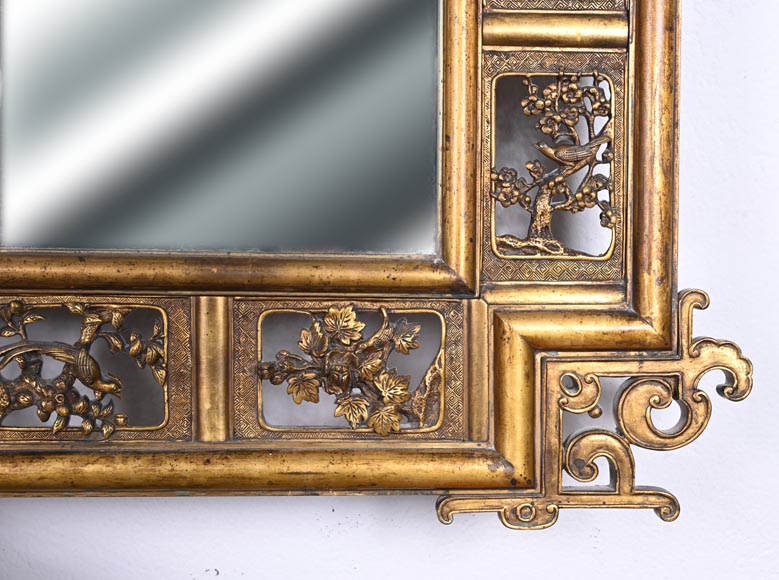 Maison MARNYHAC (attrib.) – Gilt bronze openwork mirror with Vietnamese-style decoration Maison MARNYHAC (attrib.) – Gilt bronze openwork mirror with Vietnamese-style decoration-4