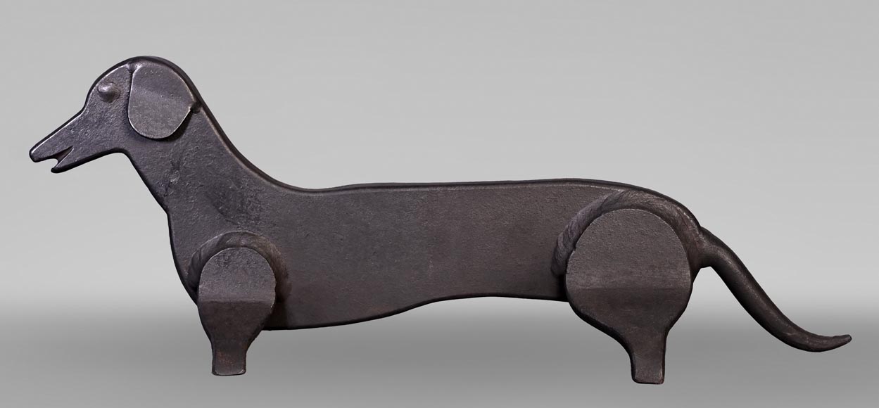 Pair of Wrought Iron Dachshund Andirons, 1950 Pair of Wrought Iron Dachshund Andirons, 1950-2