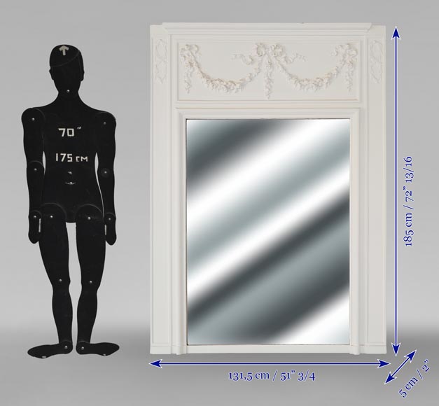 Louis XVI style trumeau decorated with a garland of flowers-7