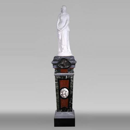 Unique Ensemble : Statue of Marguerite on her Ornate Pedestal 