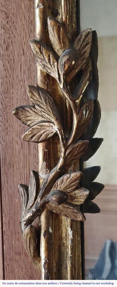 Louis XV period trumeau with olive garland, in carved wood-2