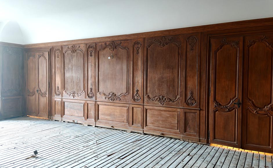 Louis XV Style Carved Oak Boiserie with Antique Elements Louis XV Style Carved Oak Boiserie with Antique Elements-3