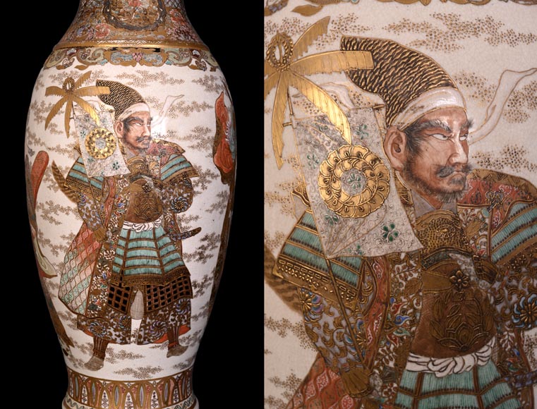 Pair of Oil Lamps in Satsuma Faience with Baccarat Opaline Globes – Second Half of the 19th Century-8