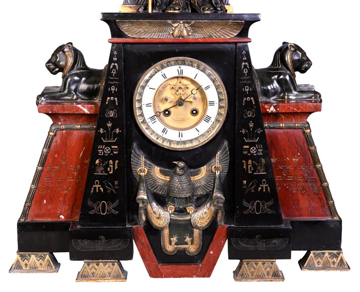 Emile Hébert and Georges Servant, Egyptian Revival Clock, 19th Century-6